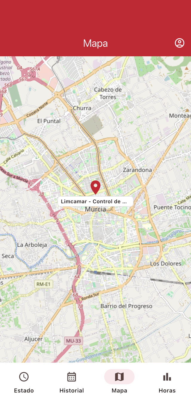 App Fichaje Ubiot: mapa de centros de trabajo
